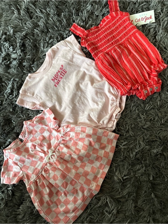 Cat & Jack Other - Cat & Jack Pink and Coral Check Dress & Tops Set